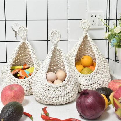 Cotton Rope Woven Storage Basket Wall Mount Fruit Vegetable Organizer Container - Max