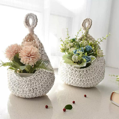 Cotton Rope Woven Storage Basket Wall Mount Fruit Vegetable Organizer Container - Mini
