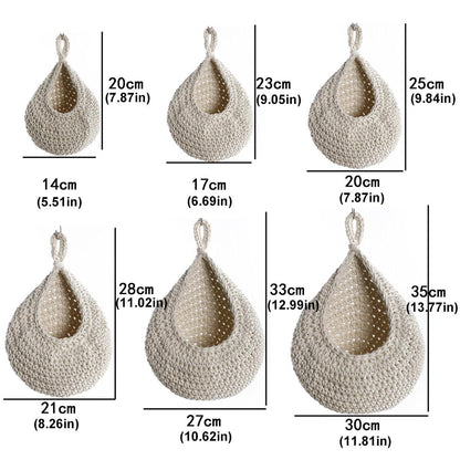 Cotton Rope Woven Storage Basket Wall Mount Fruit Vegetable Organizer Container - XL