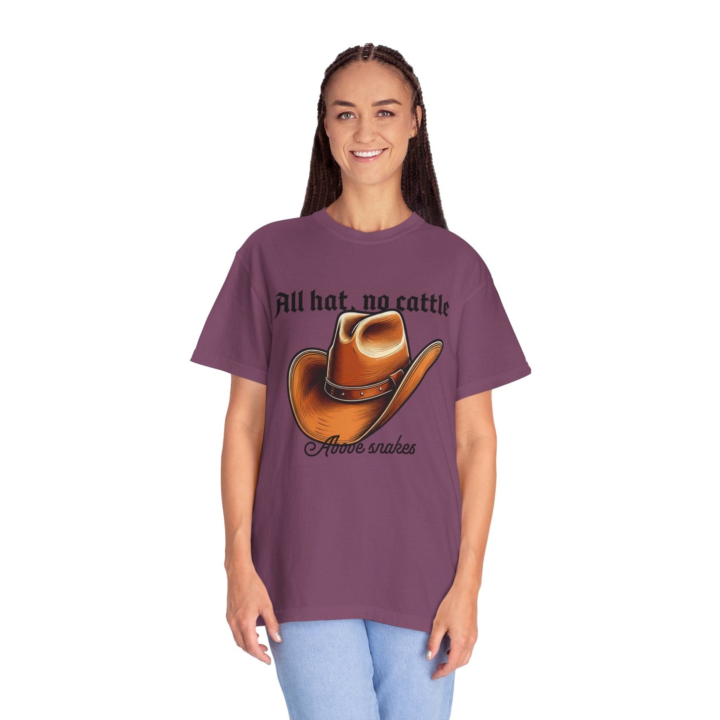 All Hat No Cattle Cowboy T-Shirt | Western Hat Graphic Unisex Tee