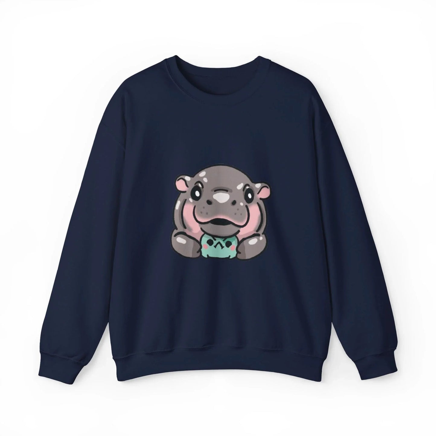 Moo Deng Sweatshirt  Baby Pygmy Hippo Crewneck  Unisex Heavy Blend Graphic Sweatshirt