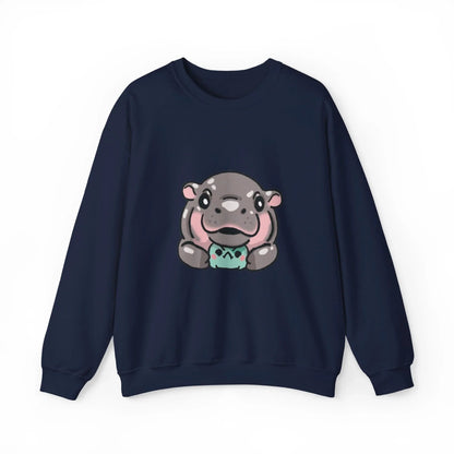 Moo Deng Sweatshirt  Baby Pygmy Hippo Crewneck  Unisex Heavy Blend Graphic Sweatshirt