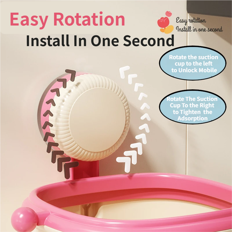 Cream Red Cute Suction Cup Wall-Mounted Trash Bin with Bag Press Ring and Wide Opening - Multifunctional Organizer & Waste Basket for Office Living Room And Bedroom