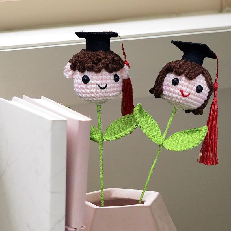 Graduation Hat Flower Crochet Doll | Handmade Yarn Gift for Boy and Girl