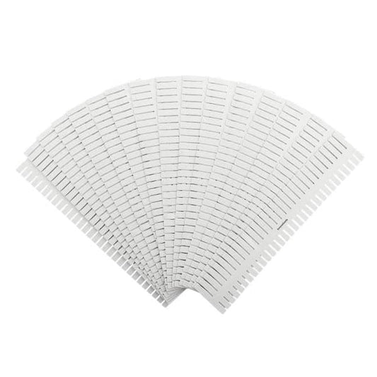 Light gray drawer divider set with slotted panels fanned in a stack
