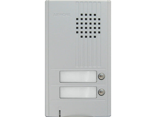 Aiphone DA-2DS – 2-Button 2-Wire Audio Door Station | Silver Metal | Surface Mount | Dry Contact Lock Output | 15VAC | DA/DB Series