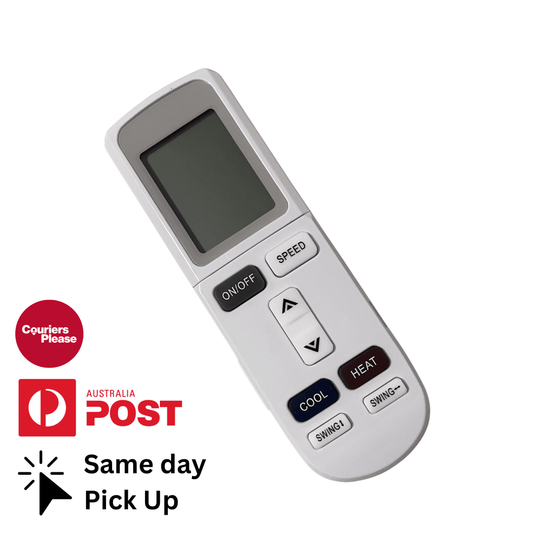 White replacement air conditioner remote control with LCD screen and button keypad