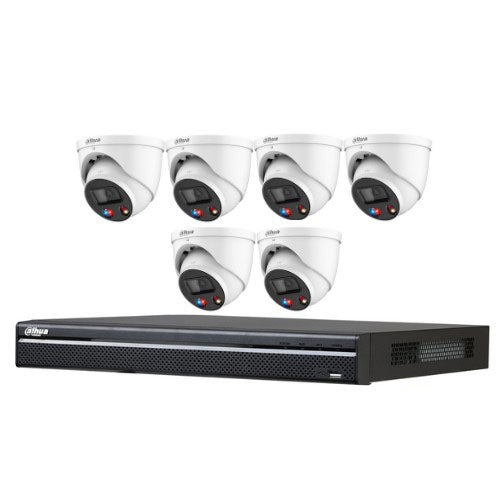 Dahua 6 MP 6‑Camera Turret Kit with 8‑Channel WizSense AI NVR & HDD – DH‑IPC‑HDW3649H‑AS‑PV‑ANZ‑S2