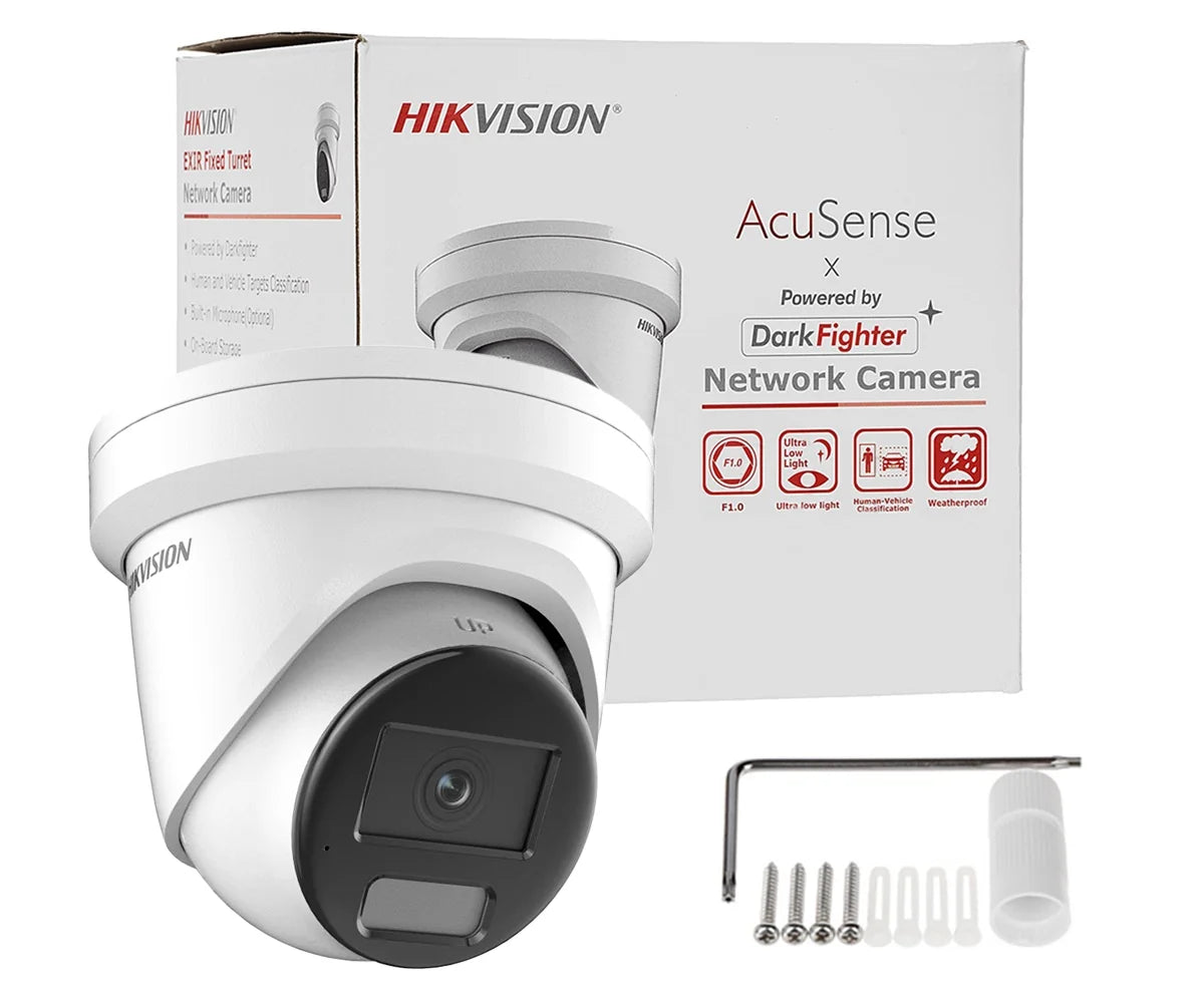 Hikvision DS-2CD2386G2H-IU 8MP AcuSense Turret IP AI CCTV Camera – 4K Ultra HD, DarkFighter, AI Detection, Built-in Mic, IP67