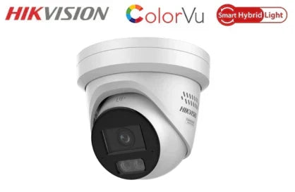 Hikvision DS-2CD2387G3-LIS2UY/SRB 8MP ColorVu Smart Hybrid Light Fixed Turret Network Camera with Blue & Red Strobe, Two-Way Audio, AI Human & Vehicle Detection, IP67, NEMA 4X (White/ Black)