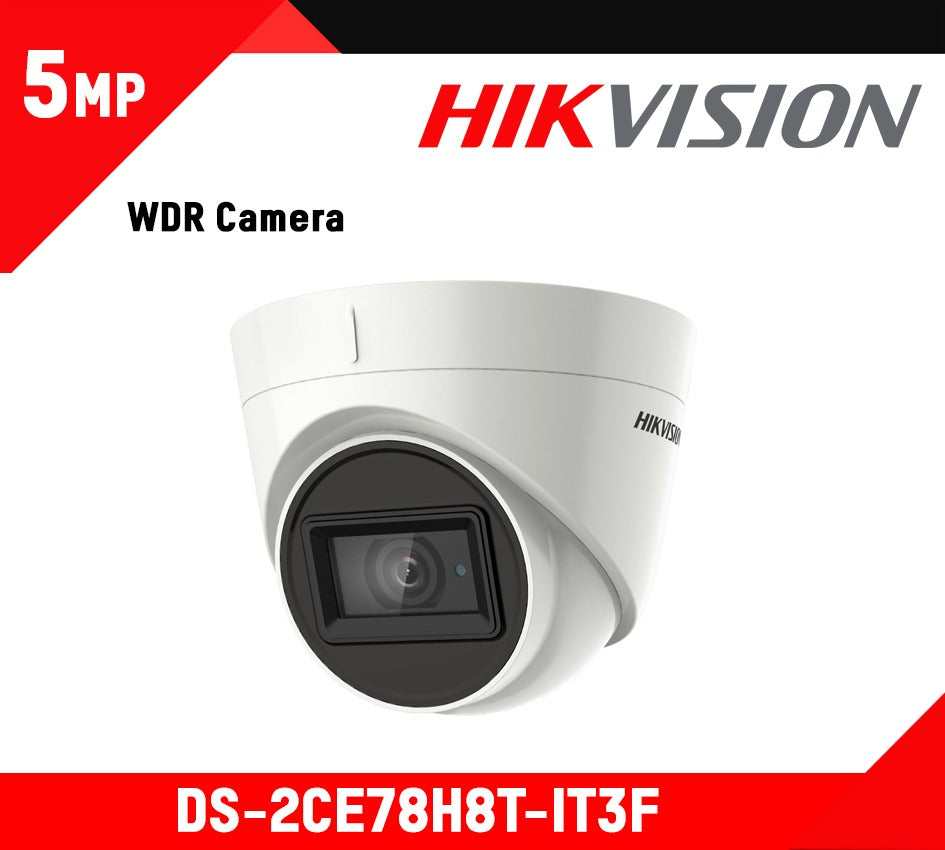 Hikvision DS-2CE78H8T-IT3F 5MP Outdoor Turret Camera with 130dB WDR, EXIR 60m IR, 4-in-1 Output, IP67, 2.8mm Fixed Lens – Security Surveillance System
