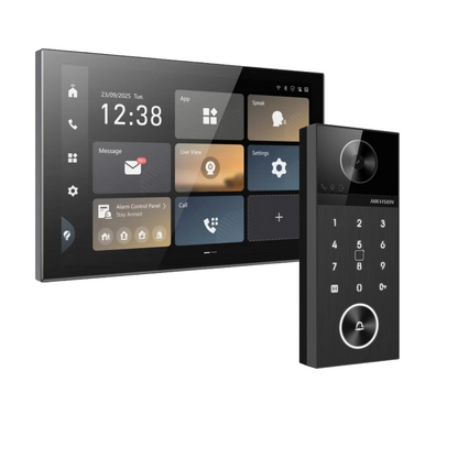 NEW* Hikvision 10.1" Android Video Intercom Kit – DS-KH9570-WTE1/S Indoor Station with DS-KV6114-WBE1 or DS-KV6124-WBE1 4MP Villa Door Station and POE Switch | Wi-Fi 6, PoE, Smart Access