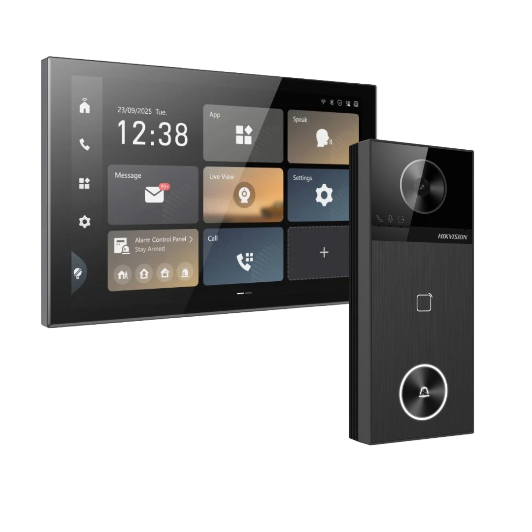 NEW* Hikvision 10.1" Android Video Intercom Kit – DS-KH9570-WTE1/S Indoor Station with DS-KV6114-WBE1 or DS-KV6124-WBE1 4MP Villa Door Station and POE Switch | Wi-Fi 6, PoE, Smart Access