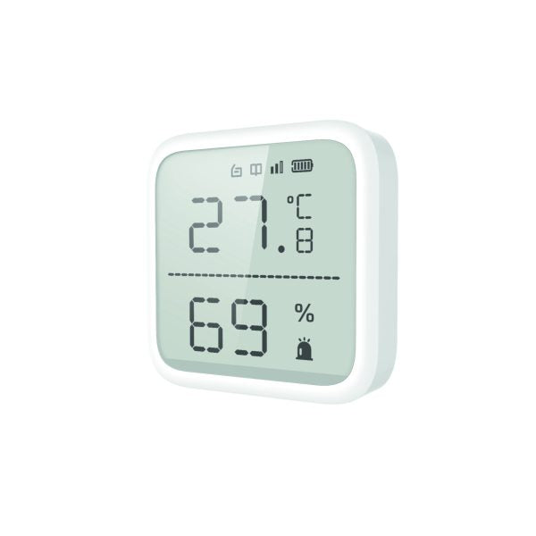 HIKVISION DS‑PDTPH‑E‑WB Wireless Temperature & Humidity Sensor – Wall-Mounted Digital Display with Remote App Configuration for AX Pro