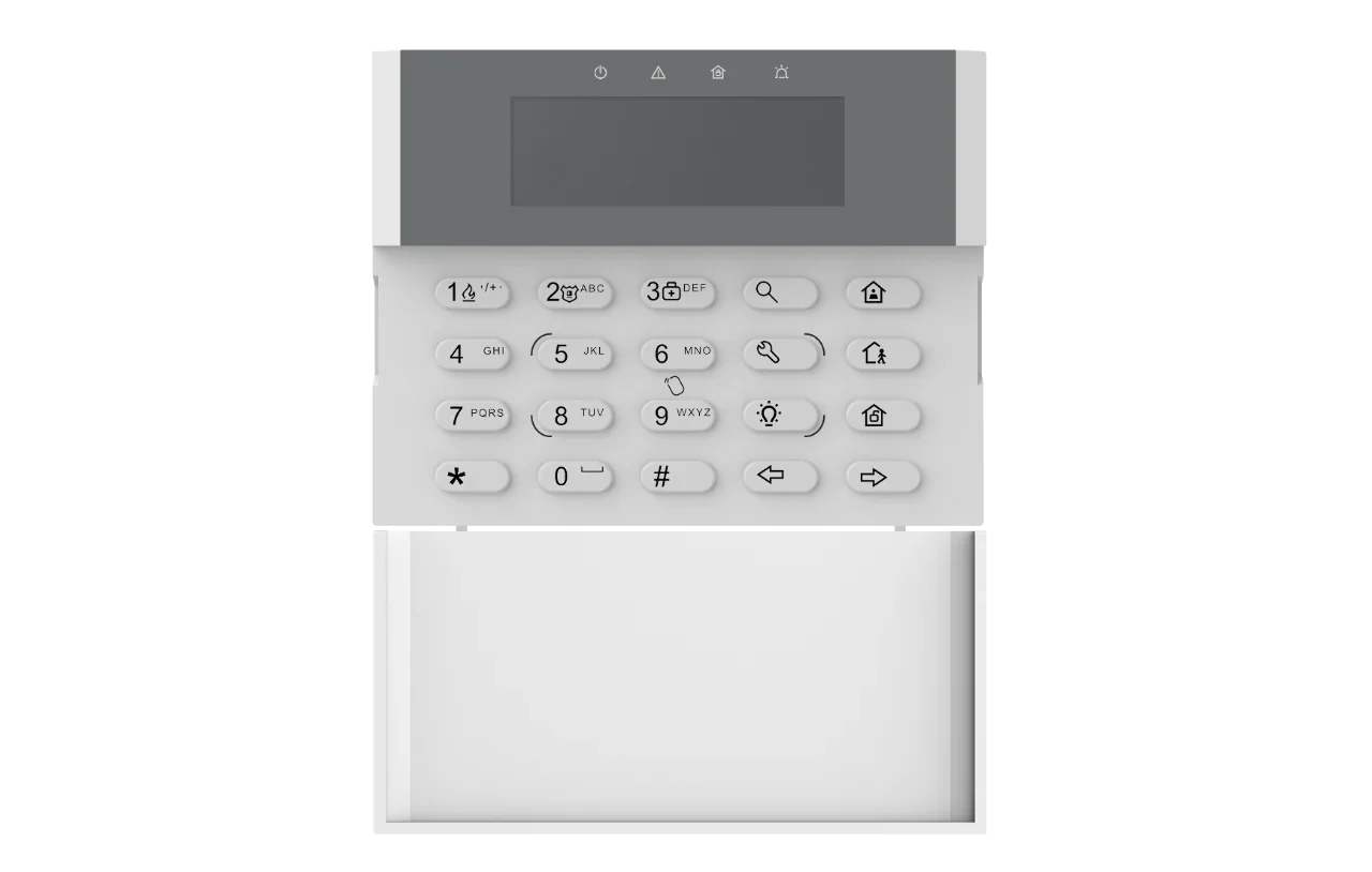 Hikvision DS-PK1-LRT-HWB Wired LCD Keypad with Built-In Tag Reader and Wireless Transceiver – AX Hybrid Pro Compatible