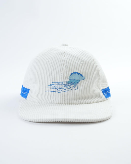 Bluebottle mini lid white ribbed cap with blue bird front embroidery