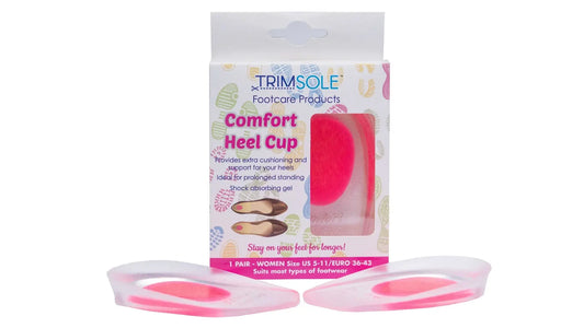 Pair of pink gel comfort heel cup inserts for women’s shoes