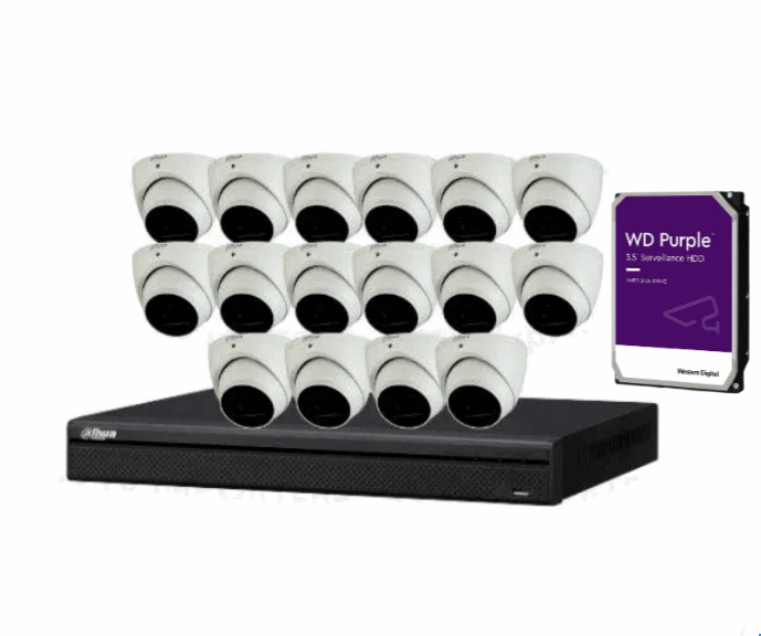 Dahua DH-IPC-HDW3866EMP-S-AUS 16 Camera 8MP CCTV Kit with 16CH AI PoE NVR – 4K WizSense Surveillance System with Optional HDD
