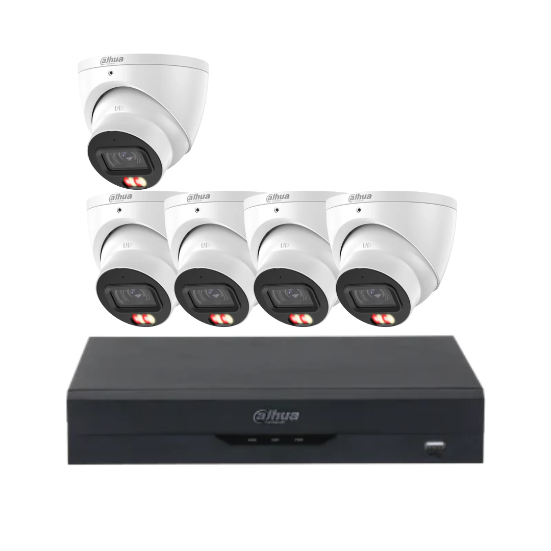 Dahua 8 Channel AI Security System with 6MP WizSense Turret Cameras (DH-IPC-HDW3667) | 5 to 8 Camera Kit with NVR4108 & Surveillance HDD