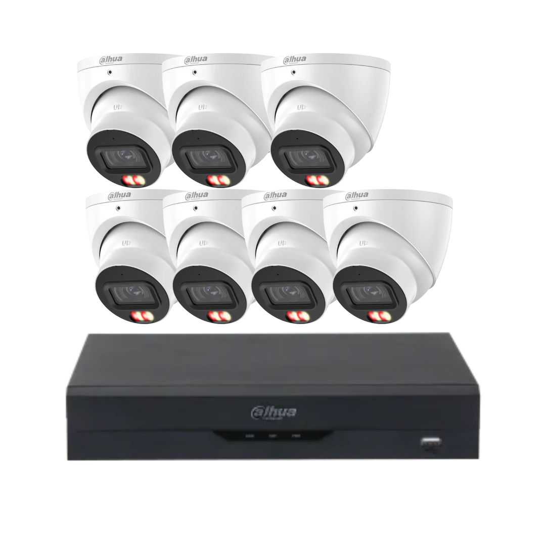 Dahua 8 Channel AI Security System with 6MP WizSense Turret Cameras (DH-IPC-HDW3667) | 5 to 8 Camera Kit with NVR4108 & Surveillance HDD