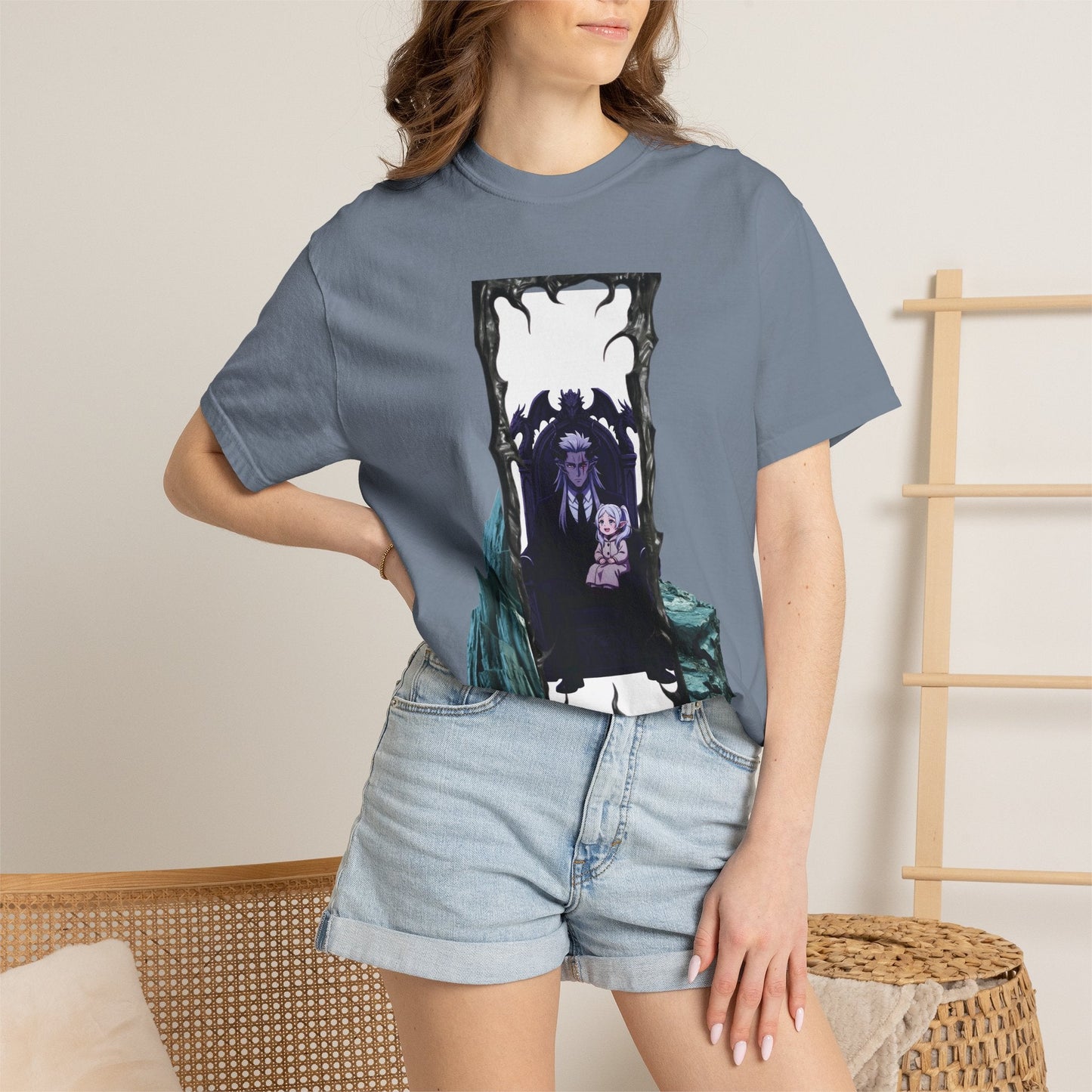Dark Portal Vampire Graphic Tee | Gothic Heavyweight Garment Dyed Shirt