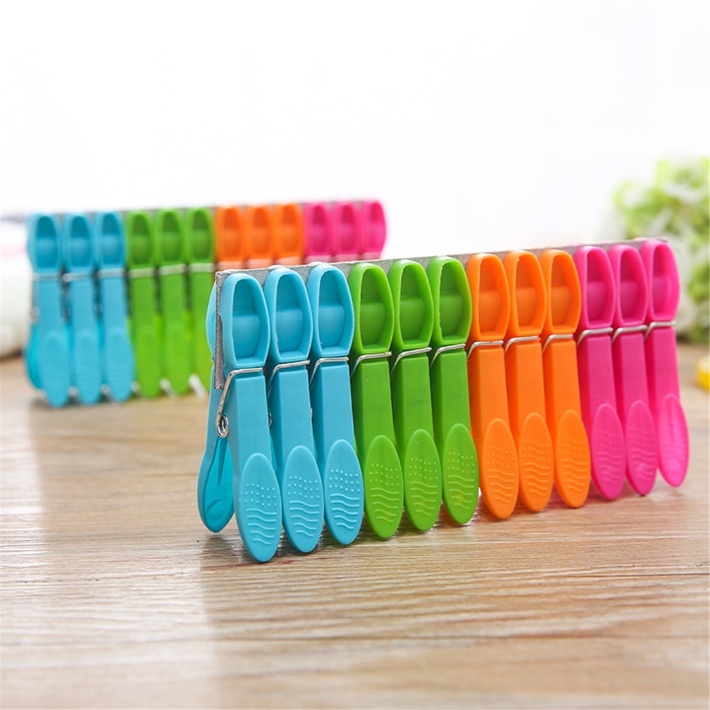 Darzheoy Colorful Plastic Clothespins, Heavy Duty Laundry Clothes Pins Clips with Springs, Air-Drying Clothing Pin Set (24 Pack) 12 Pack Multicolor