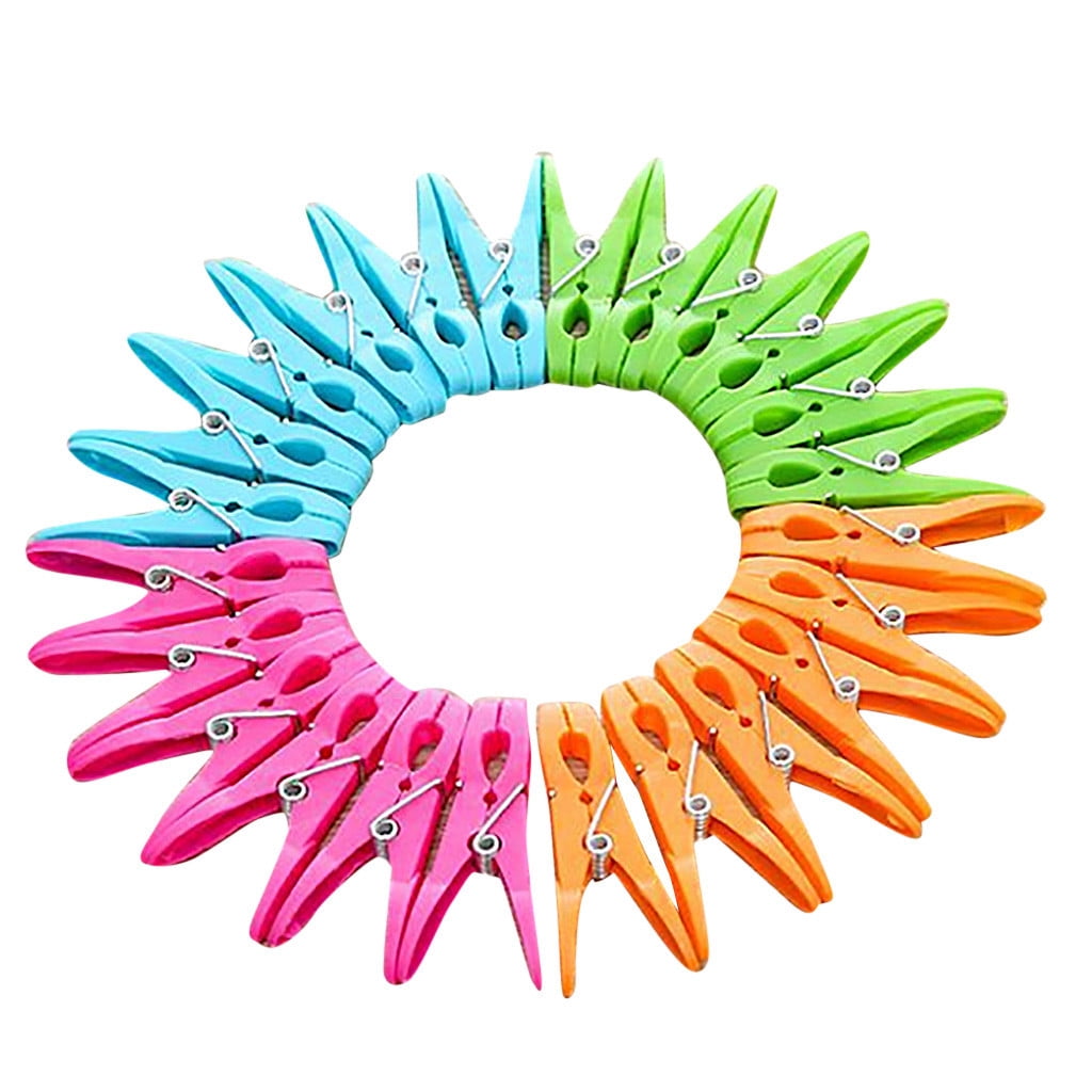 Darzheoy Colorful Plastic Clothespins, Heavy Duty Laundry Clothes Pins Clips with Springs, Air-Drying Clothing Pin Set (24 Pack) 24 Pack Multicolor