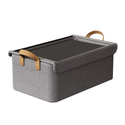Darzheoy Large Foldable Storage Box with Lids Fabric Storage Cube Organizer Cloth Containers Bins Baskets for Closet Clothes Clothing Bed Room Gray