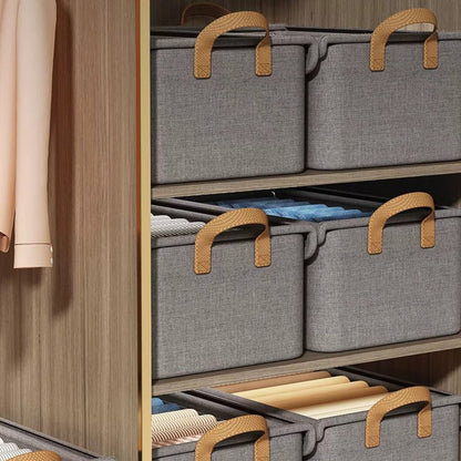 Darzheoy Large Foldable Storage Box with Lids Fabric Storage Cube Organizer Cloth Containers Bins Baskets for Closet Clothes Clothing Bed Room Gray