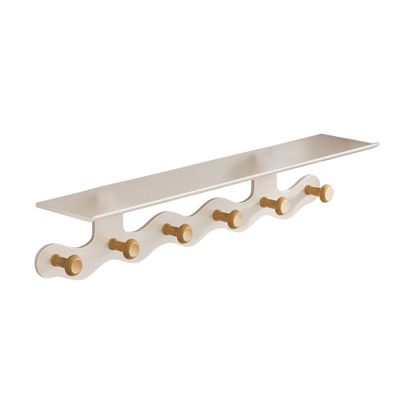 Darzheoy Wall Mounted Coat Rack with Shelf, 14 inches White Wood Floating Shelf for Entryway, Bathroom, Bedroom L