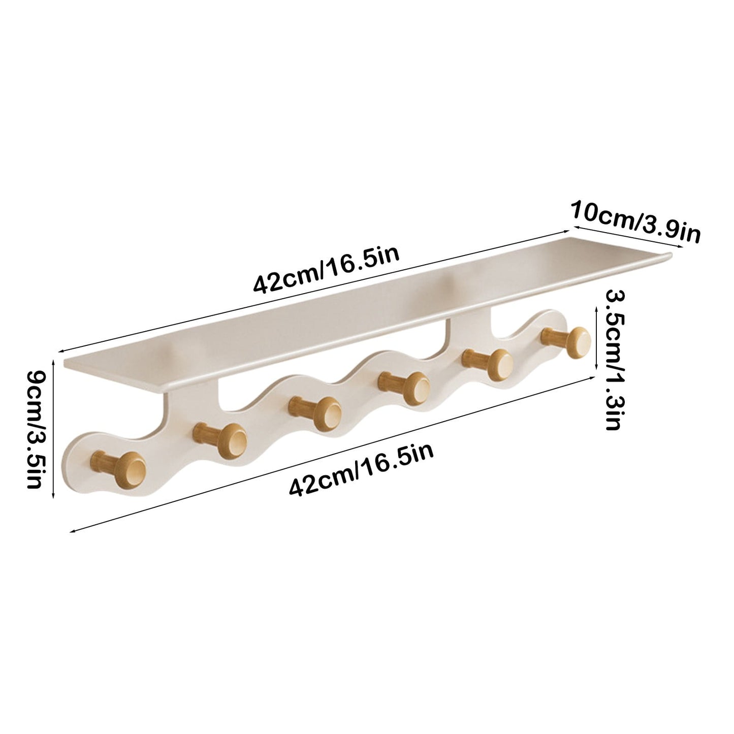 Darzheoy Wall Mounted Coat Rack with Shelf, 14 inches White Wood Floating Shelf for Entryway, Bathroom, Bedroom L