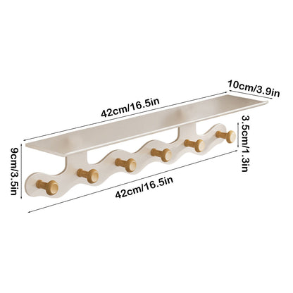 Darzheoy Wall Mounted Coat Rack with Shelf, 14 inches White Wood Floating Shelf for Entryway, Bathroom, Bedroom L