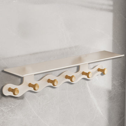 Darzheoy Wall Mounted Coat Rack with Shelf, 14 inches White Wood Floating Shelf for Entryway, Bathroom, Bedroom L