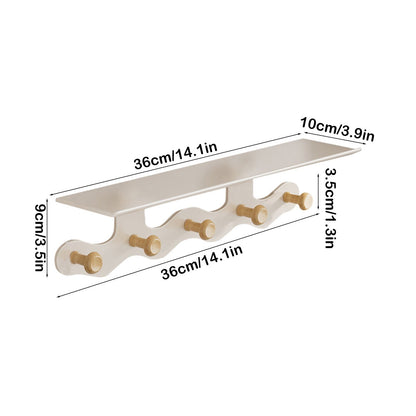 Darzheoy Wall Mounted Coat Rack with Shelf, 14 inches White Wood Floating Shelf for Entryway, Bathroom, Bedroom S