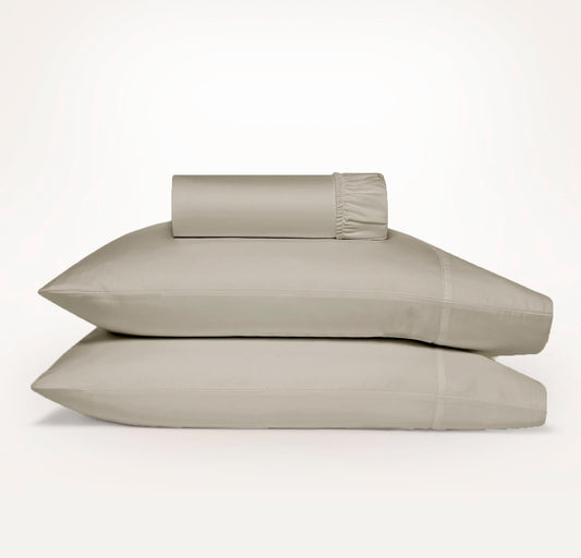 Beige king pillow shams with two pillows and matching envelope closure