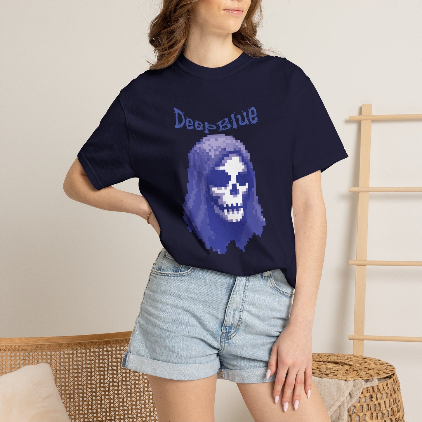 Resynced from the Deep Blue - Pixel Pirate Unisex Graphic Tee | Glitch Art Gamer Shirt By Aprasi