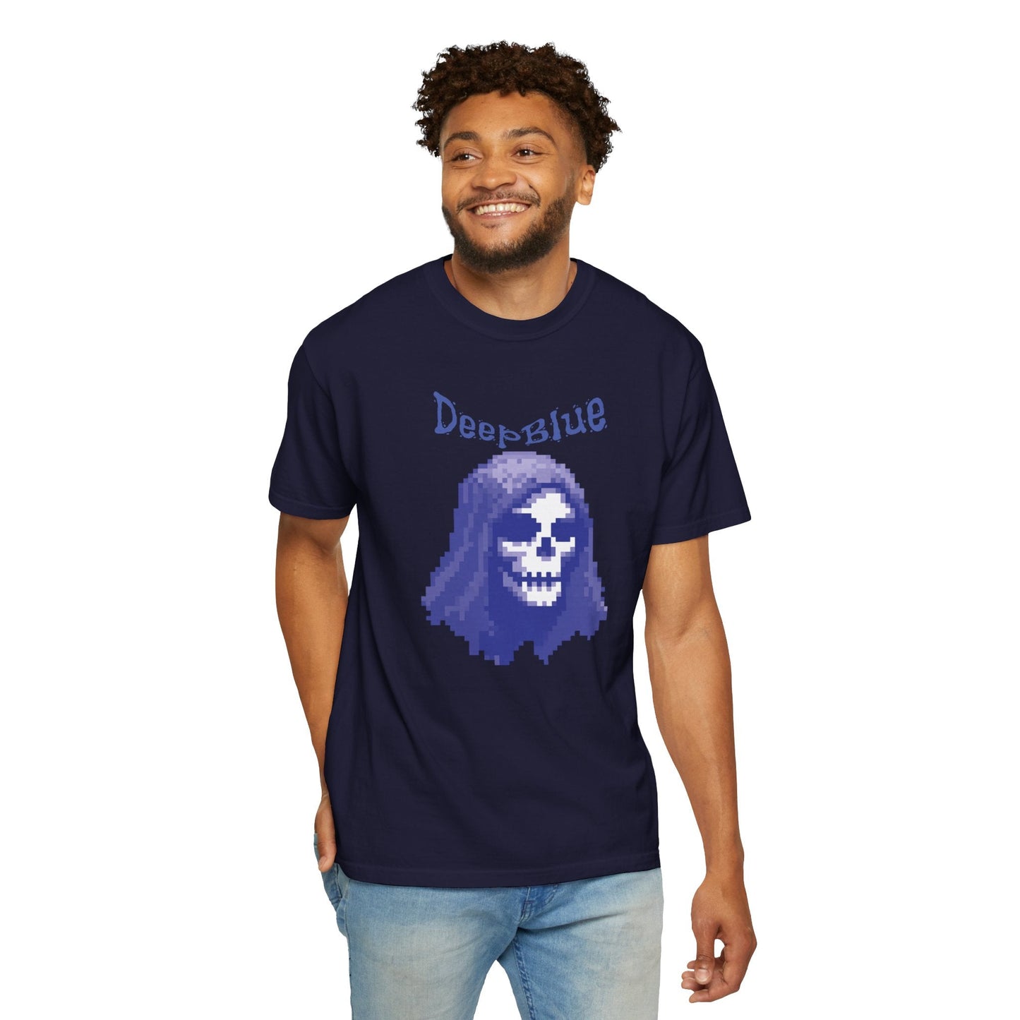 Resynced from the Deep Blue - Pixel Pirate Unisex Graphic Tee | Glitch Art Gamer Shirt By Aprasi