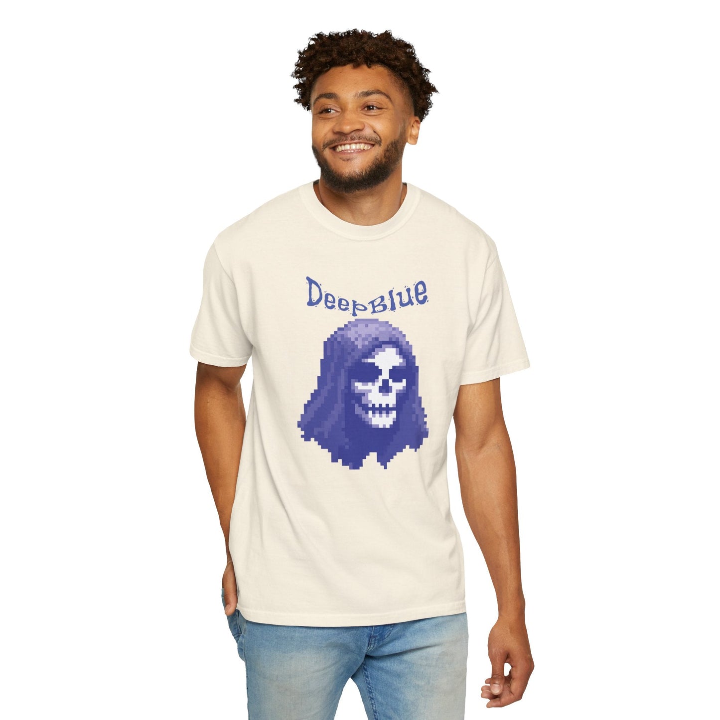 Resynced from the Deep Blue - Pixel Pirate Unisex Graphic Tee | Glitch Art Gamer Shirt By Aprasi