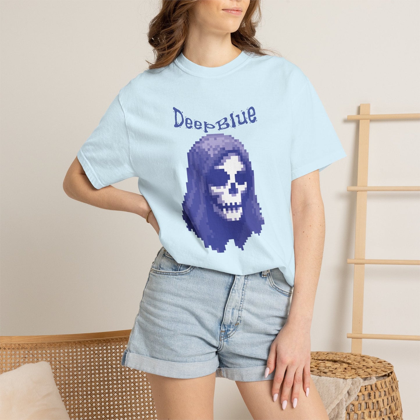 Resynced from the Deep Blue - Pixel Pirate Unisex Graphic Tee | Glitch Art Gamer Shirt By Aprasi