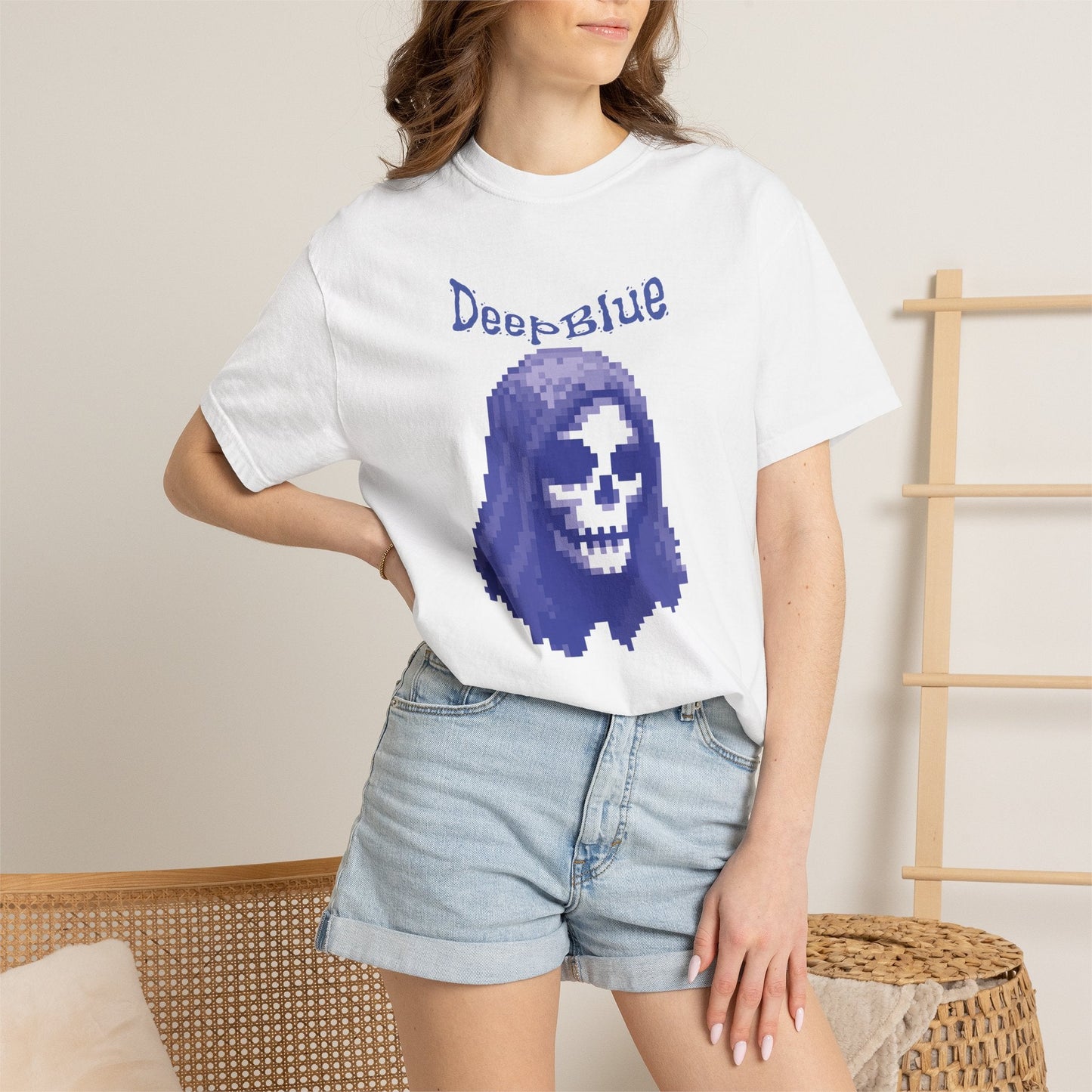 Resynced from the Deep Blue - Pixel Pirate Unisex Graphic Tee | Glitch Art Gamer Shirt By Aprasi