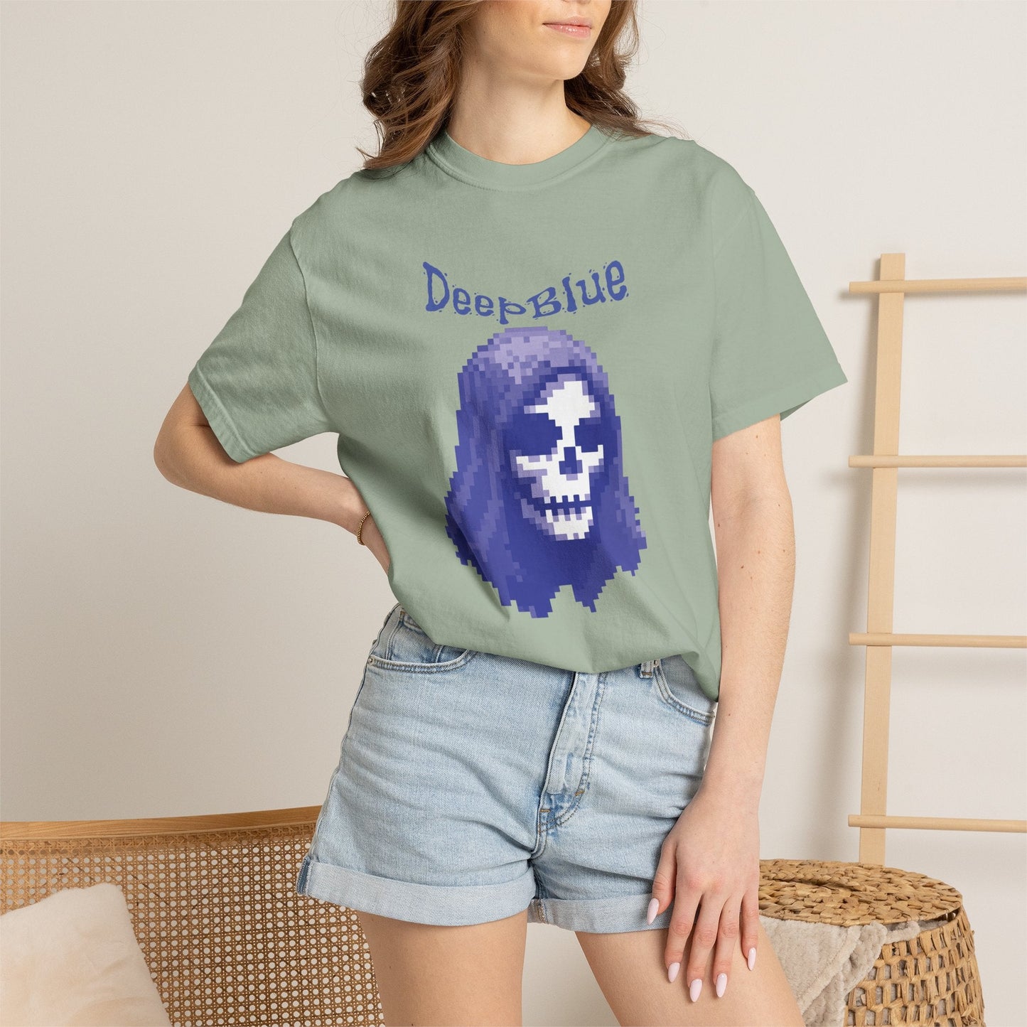 Resynced from the Deep Blue - Pixel Pirate Unisex Graphic Tee | Glitch Art Gamer Shirt By Aprasi