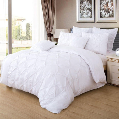 White king duvet cover set with diamond pintuck quilting and pillow shams