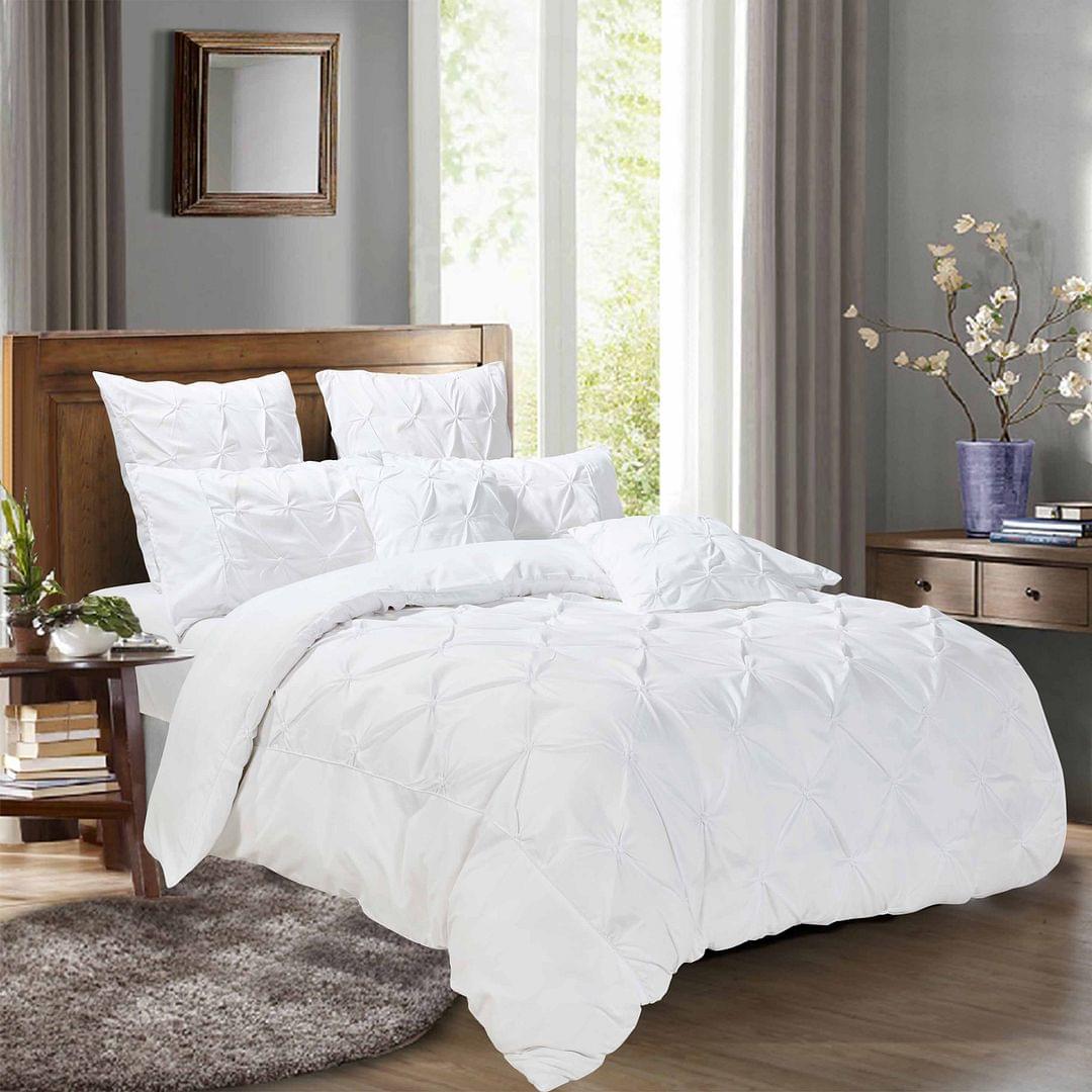 White king duvet cover set, diamond pintuck quilted duvet with coordinating shams