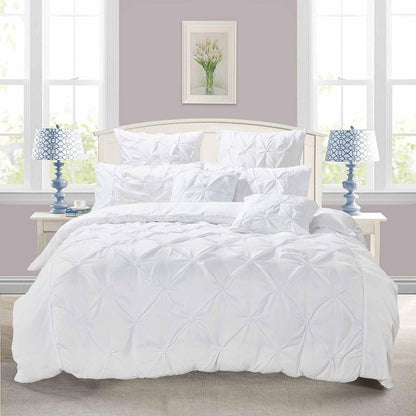 White king duvet cover set with diamond pintuck duvet cover and multiple matching shams