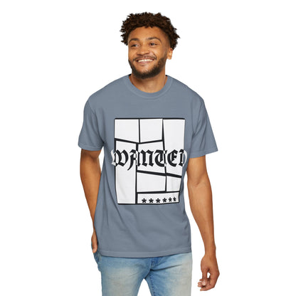 Wanted Graphic Tee Window Grid Design with wanted printed Tees