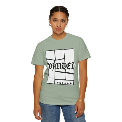 Wanted Graphic Tee Window Grid Design with wanted printed Tees