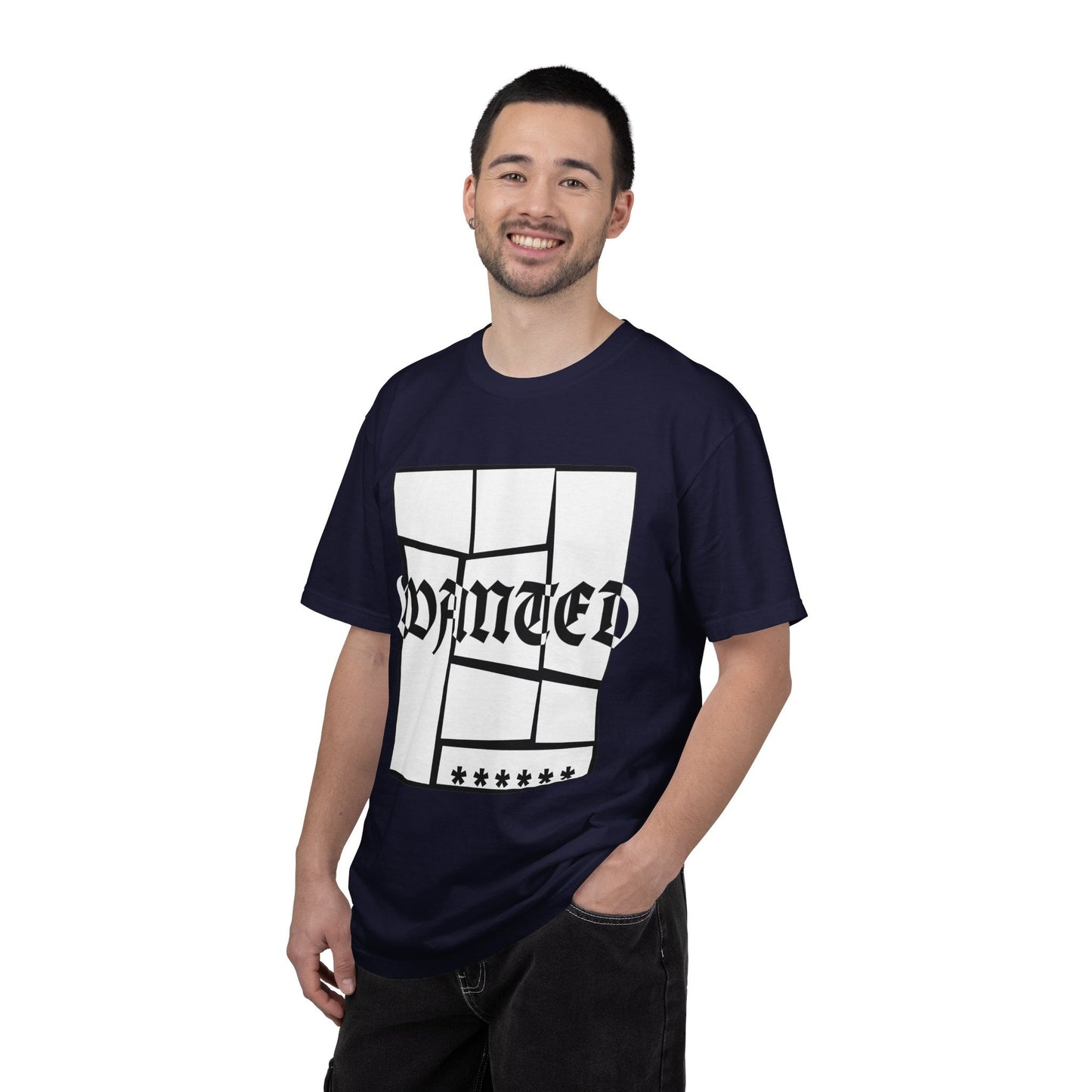 Wanted Graphic Tee Window Grid Design with wanted printed Tees