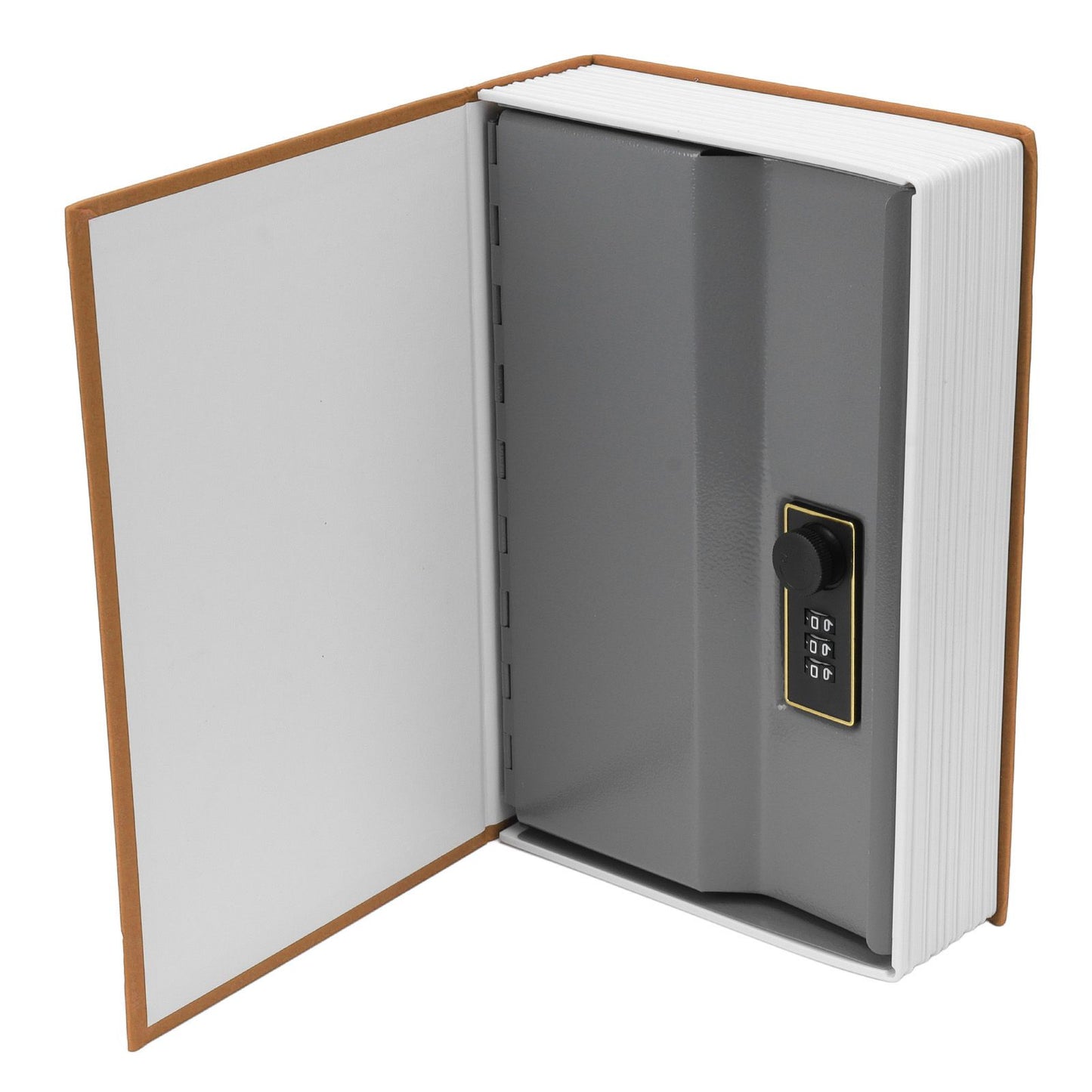Diversion Book Safe Large Size Dictionary Style Stainless Steel Book Safe Combination Lock for Coins Card Documents Brown