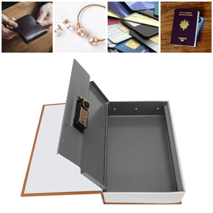 Diversion Book Safe Large Size Dictionary Style Stainless Steel Book Safe Combination Lock for Coins Card Documents Brown