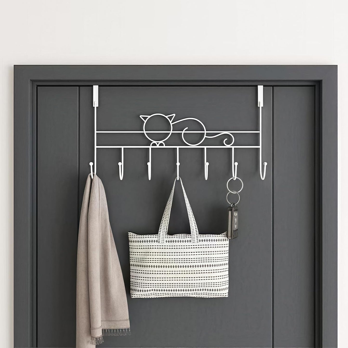 Door hooks, coat hangers for jackets, towels, bags, bathrobes (1 pack, white)